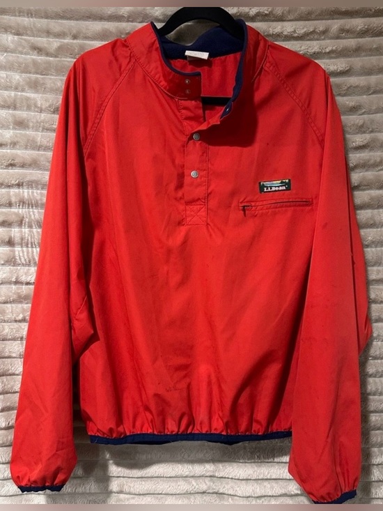 L.L. Bean Jackets & Blazers - L.L. BEAN Vintage Red Pull Over Jacket with Navy Trim
